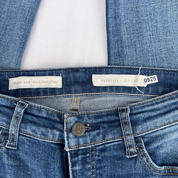 Pilcro & The Letterpress Parallel Cuffed Hem Slim Straight Denim Jeans Women 27 - Picture 9 of 14